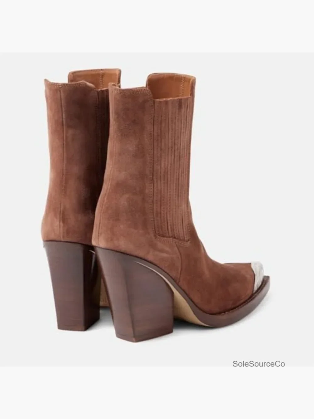 Suede Western Cowboy Boots Pointed Toe Stacked Block Heel Cowgirl Ankle Booties